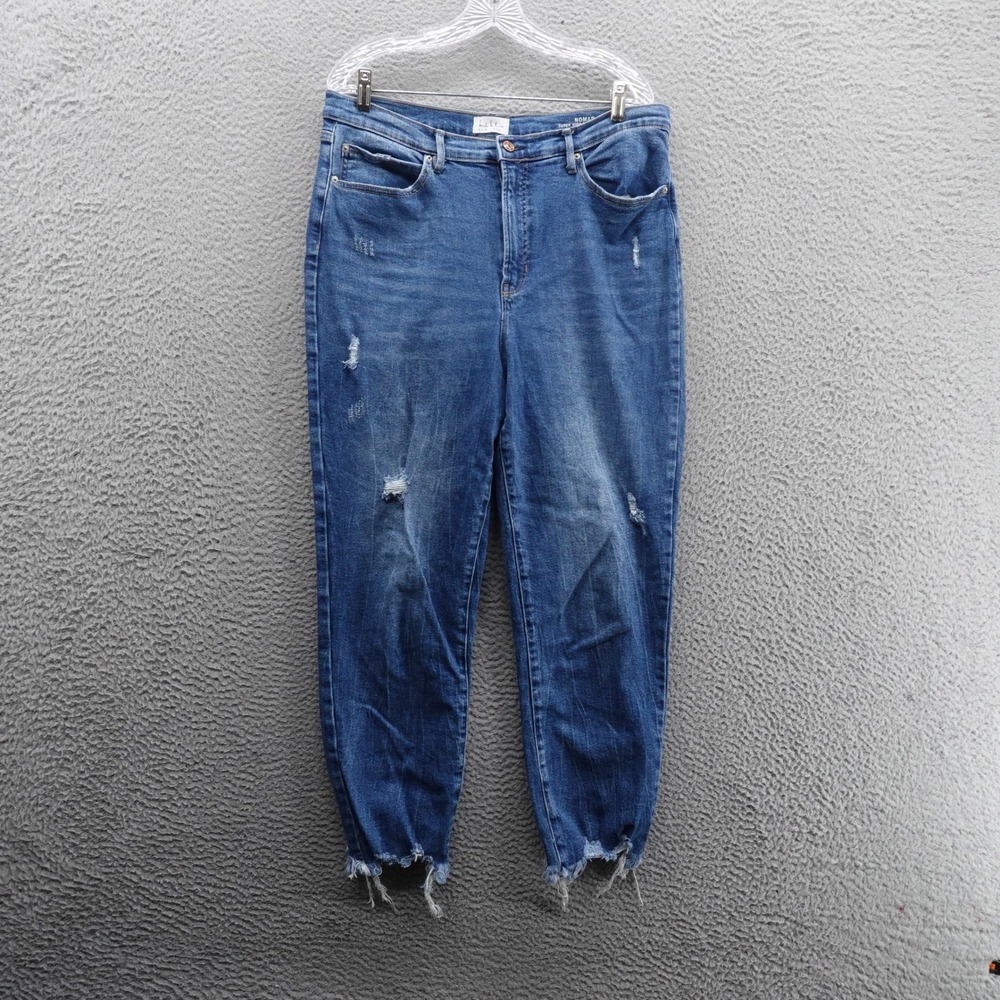 Nicole Miller Nomad Super High Rise Straight Jeans 14 Blue Medium Wash Womens